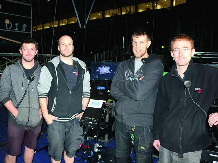 The crew from PRG XL: Martin Golding, Scott Monahan, Dave Bexter and Tom Harris.