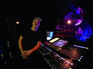 Monitor Engineer Jamie Hickey with his DiGiCo SD10 console